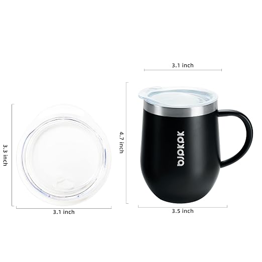 BJPKPK 2PCS Insulated Coffee Mug with Lid, 12oz Stainless Steel Tumbler | Travel Coffee Mug with Handle, Vacuum Insulated Tumbler Cup for Camping, Office, Home, BPA Free Lid, Hot & Cold - Image 3