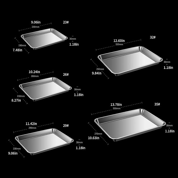 304 Stainless Steel Flat Bottom Oven Tray with Even Heat Distribution Practical Baking Pan for Pastries and Breads Stainless Steel Cookie Sheet - Image 3