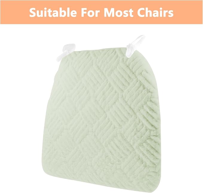 Plush Chair Cushion, Oval Chair Cushion Pad,Ultra Soft Nonslip Seat Pad,Comfortable Chair Cushion Cover,2PCS Memory Foam Chair Seat Cushion for Home Office Kitchen Dining Chairs Mint Green - Image 4