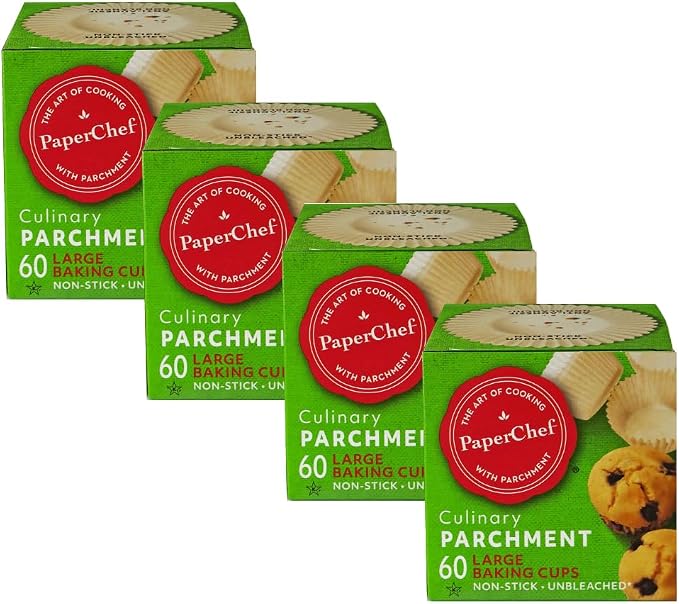 Large Parchment Baking Cups Nonstick Release 60 Count 4 Pack | Easy Release, Non-Stick, Unbleached & Compostable – Perfect for Muffins & Cupcakes by PaperChef