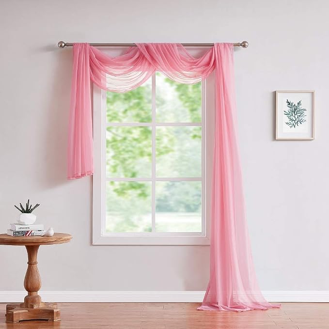 Warm Home Designs 55 x 360 Blush Pink Sheer Window Scarf. AM Blush 360" | Extra Long Window Scarves Valances are Great As Wedding Arch Draping Fabric, Bed Canopy Or for Decorative Project. - Image 2