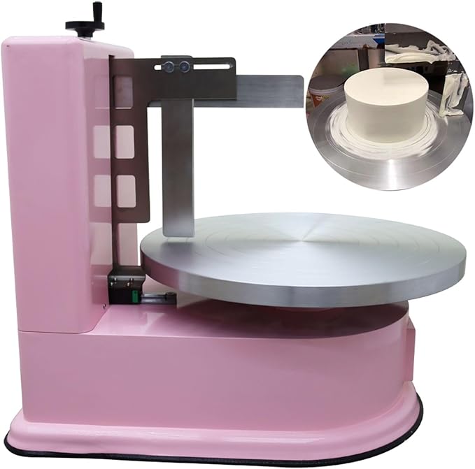 110V Electric Cake Decorator, 4-16 Inch Cake Buttercream Spreader, Professional Cake Frosting Machine with 304 Stainless Steel Spatula, Electronic Buttons, Pink