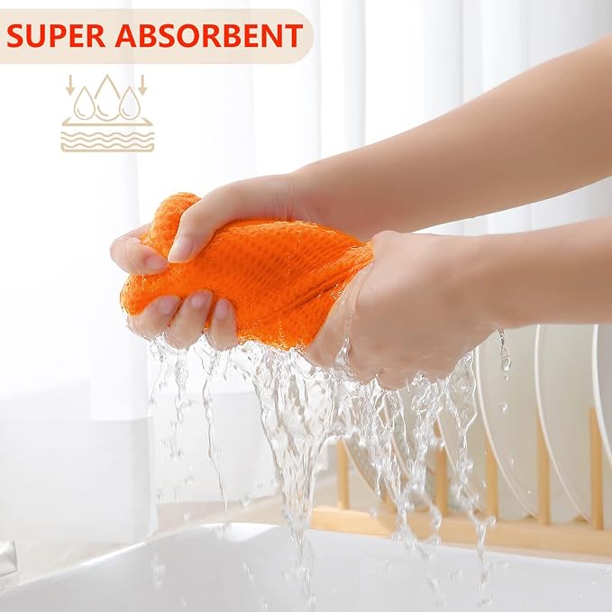 Homaxy 100% Cotton Waffle Weave Kitchen Dish Towels 4-Pack, Orange | 13 x 28 Inches, Ultra Soft Absorbent Dish Towels, Quick Drying Cleaning Towels - Image 3