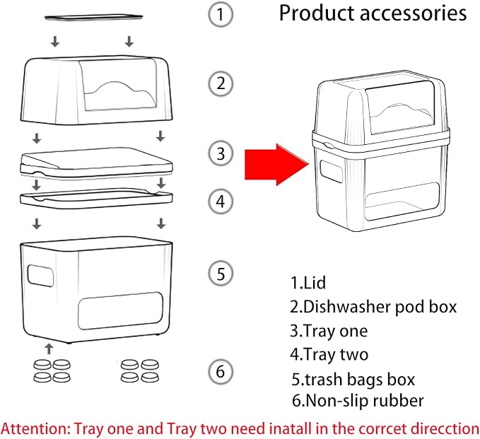 2-in-1 Trash Bag Dispenser & Laundry/Dishwasher Pods Container, Clear Acrylic Garbage Bag Holder with Removable Lids, Under Sink Organizer Kitchen Pantry Storage Box - Image 9