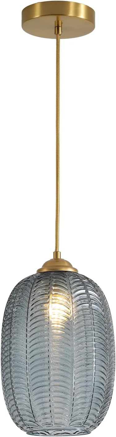 KCO Lighting Smoked Glass Globe Pendant Light Antique Gold Pendant Lights Nordic Blown Glass Pendant Light Single Hanging Light Fixture Mid Century Modern Entry Lighting by KCOLighting