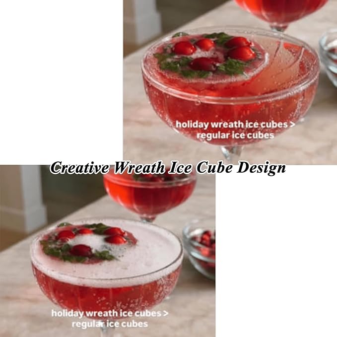 Wreath Ice Mold, 2026 New Christmas Wreath Ice Mold, 6 Hole Silicone DIY Mold, Flexible Silicone Mold for Wreath Ice Cubes, Donuts, Soap & Chocolate, Easy Release (Type-A+Type-B)
