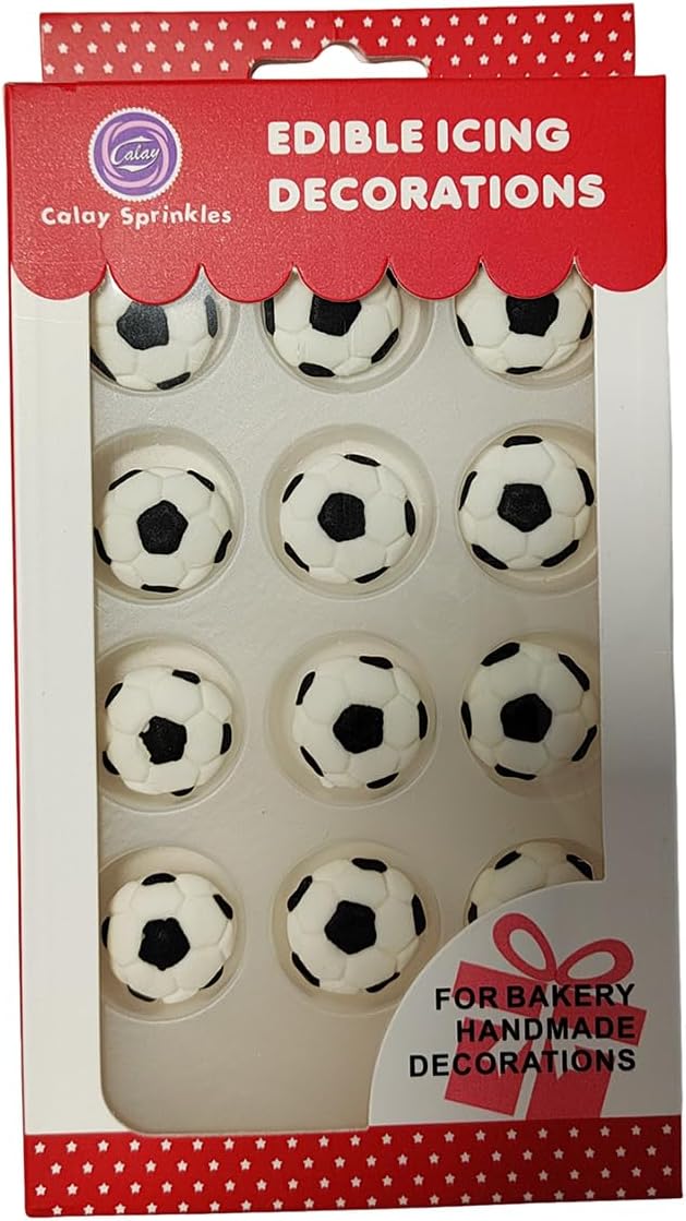 Edible Football Cake Decorations, Edible Soccer Cupcake Toppers, DIY Cake Toppers Icing Frosting Cookie Decorating Birthday Halloween Christmas Supplies by Homankit