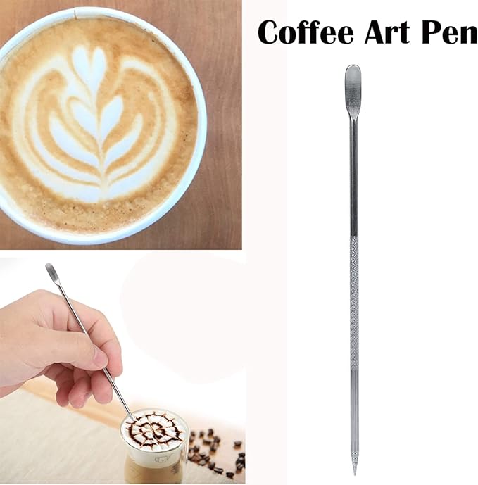 3PCS Latte Art Pen, Stainless Steel Coffee Needle Coffee Drawing Tool with Handle Double Ended Barista Accessories for DIY Art Tool