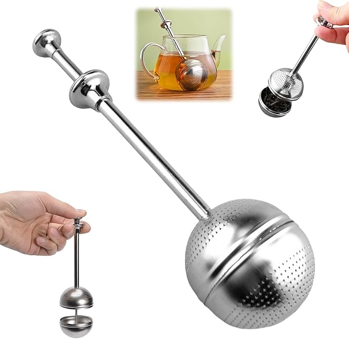 Stainless Steel Tea Infuser Strainers, 2025 New Loose Leaf Tea Filter, Ultra-Fine Mesh Filter Cup, Large Capacity Reusable Cup Filter, For Brewing Loose Leaf Tea And Coffee (Handle 1PC)