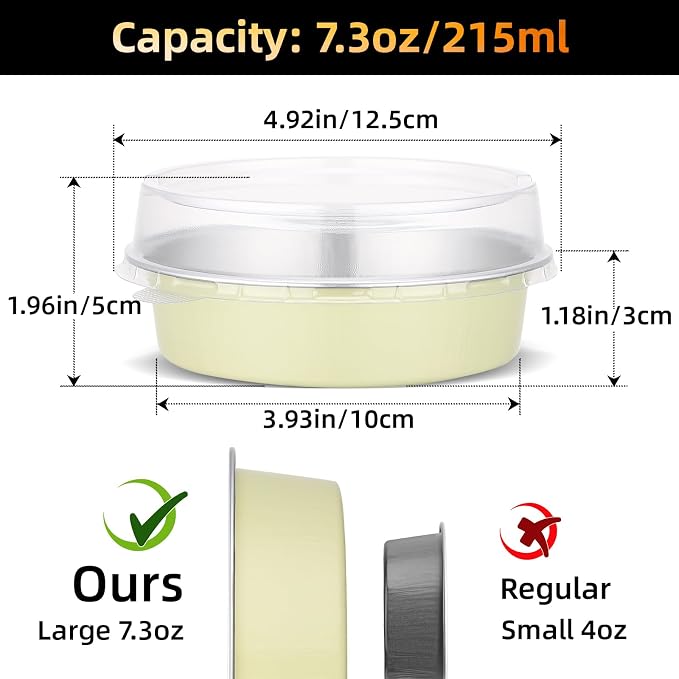 Beasea Disposable Tart Pans with Lids, 120 Pack 7.3oz Mini Pie Tins Creme Brulee Ramekins Aluminum Foil Pie Tart Cake Baking Pans Tins Cheesecake Containers for Birthday Party - Sage Green - Image 2