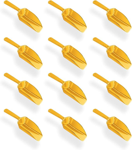 Super Z Outlet 5.5" Mini Acrylic Plastic Kitchen Scoops for Weddings, Candy Dessert Buffet, Ice Cream, Protein Powders, Coffee, Tea (Gold)
