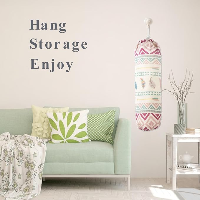 Plastic Bag Holder, Wall Mount Plastic Bag Organizer Dispenser, Heavy Duty Grocery Bag Storage Holder for Home Kitchen Camper (Pink Style) - Image 7