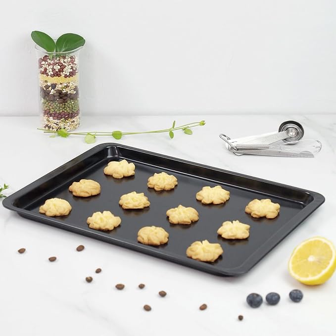 14.5” x 10” Carbon Steel Sheet Pan for Baking or Roasting, Cookie Sheets for Oven, Cookie Pastry Baking Tray, Nonstick Bakeware Pans with Grips - Image 2