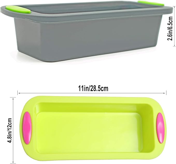 Silicone Bread and Loaf Pan Set of 2, Nonstick Premium Food Grade Silicone Toast Pan Baking Pans, Oven-Microwave-Dishwasher Safe Silicone Bakeware Cake Molds, 8.7"x4"x2.4" Inside - Image 2