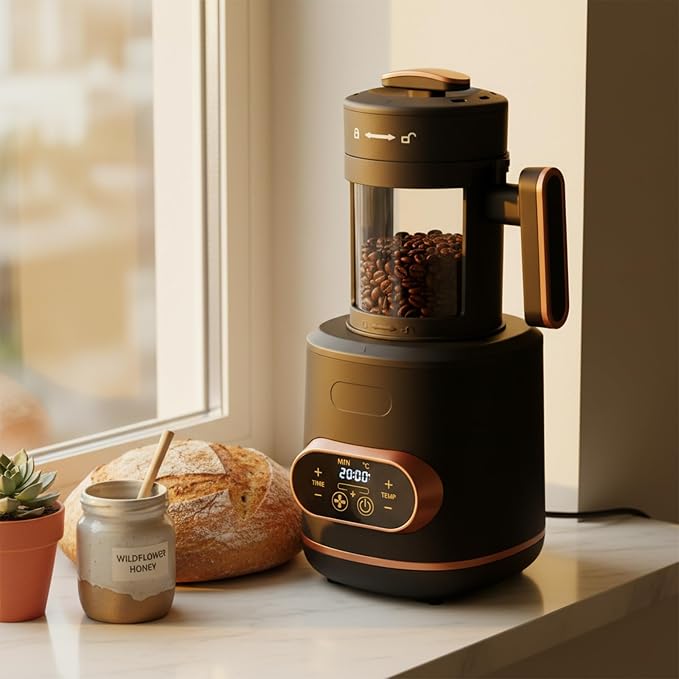 Electric Coffee Bean Roaster Machine,Home Use Coffee Bean Roaster | High Temperature Resistant Glass Cup for Home Coffee Bar,Precise Time & Temp Adjustment,110V US Plug,Visible Roasting Process - Image 6