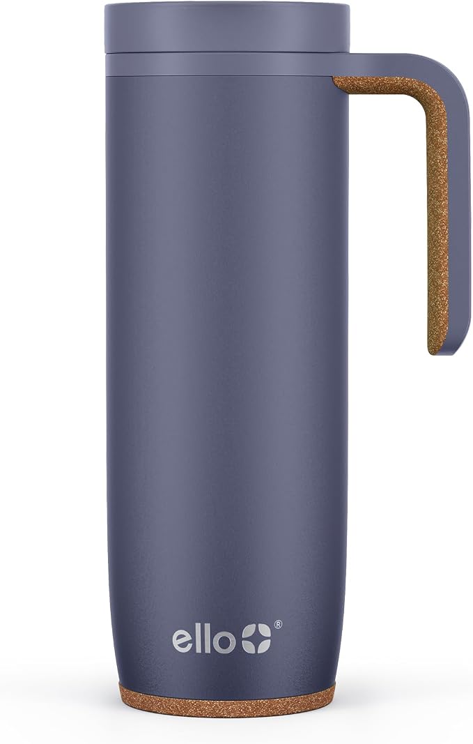 Ello Magnet 18oz Vacuum Insulated Stainless Steel Travel Mug with Side Handle and Leak-Proof Slider Lid and Built-in Coaster, Keeps Hot for 5 Hours, Perfect for Coffee or Tea, BPA-Free by Ello