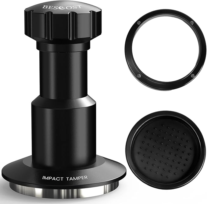 Eespresso Hand Tampers 58.35mm-Spring-Loaded Barista Coffee Tamper with Click Sound Feedback | Self-Leveling | 100% Stainless Steel Ripple Base, Fits 58mm Breville Sage Portafilters