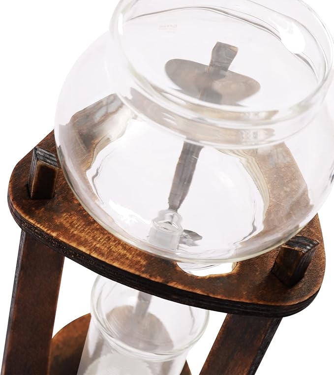 Ice Cold Drip Tower, 6-8 Cups 600ml Portable Cold Brew Coffee Machine -20~300℃ Temperature Range With Slow Drip TechnologyIBamboo Straight Frame for Home Office Drip Coffee Maker