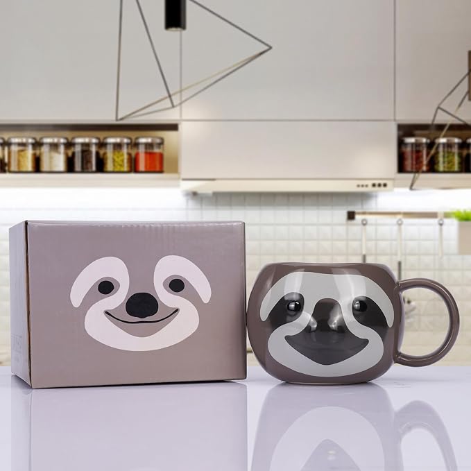 Sloth Mug 16 oz Ceramic Coffee Mug 3D Porcelain Tea Mug for Women Kawaii Cup Sloth Gifts for Women Christmas Gifts Housewarming Holiday Birthday Gifts for Women Men Mom Kids and Friend - Image 3