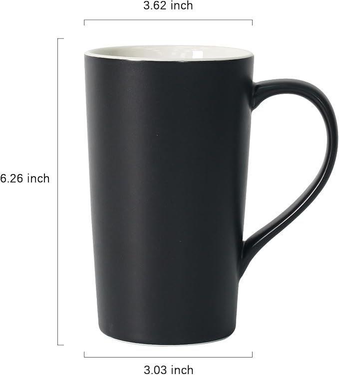 Number Pattern Simple Pure Large Milk Mug, Tall Black Ceramic Coffee Cup, 20 oz - Image 3
