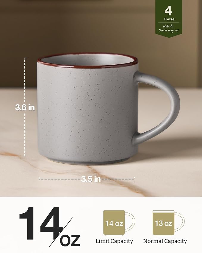 famiware Coffee Mugs Set of 4, Nebula 14oz Coffee Mugs, Ceramic Cup Set with Handle for Latte, Tea, Milk, Cappuccino, Cocoa, Multi-color - Image 4