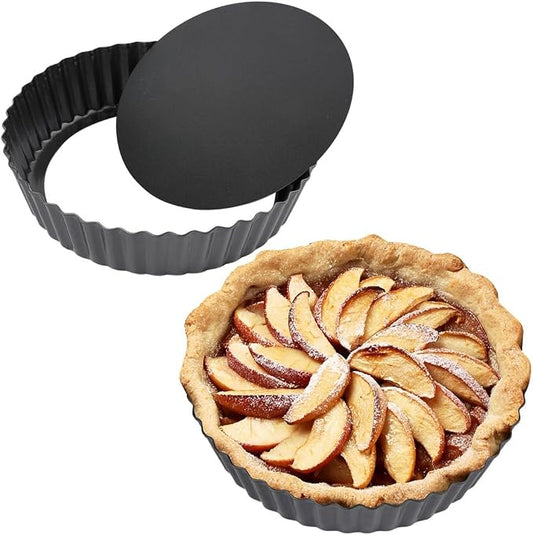 2 Packs Non-stick Tart Pans, 9 in/22.8 cm Pie Pans with Removable Bottom, Fluted Round Tart, Quiche, Pie Pans, Carbon Steel Baking Pan Dish, Easy to Use and Clean by Unknown