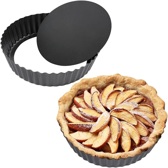 2 Packs Tart Pans, 9 in, 22.8 cm Pie Pans with Removable Bottom, Fluted Round Quiche Pie Pans, Carbon Steel Baking Pan Dish, Non Stick, Easy to Use and Clean for Home Baking and Party Prep - Image 5