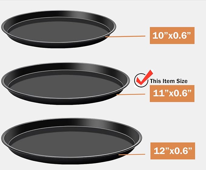 Yomvzake Cookie Cake Pan, 11 Inch Round Cake Pan Giant Shollow Cookie Pan Round Cookie Sheet Black Carbon Steel Tray Pan for Christmas Baking - Image 4
