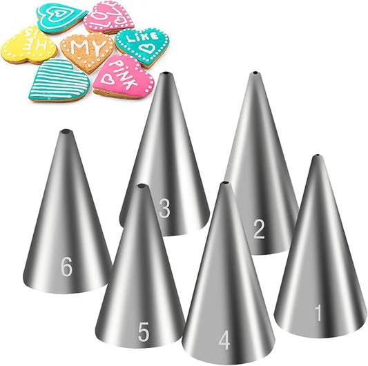 Suuker 6 Pieces Round Piping Tips Set, Stainless Steel Icing Tips Cupcake Frosting Nozzles Small Cake Decorating Tip, Cake Writing Tool for Easy Cake Cupcake Dessert Cookies Decorating