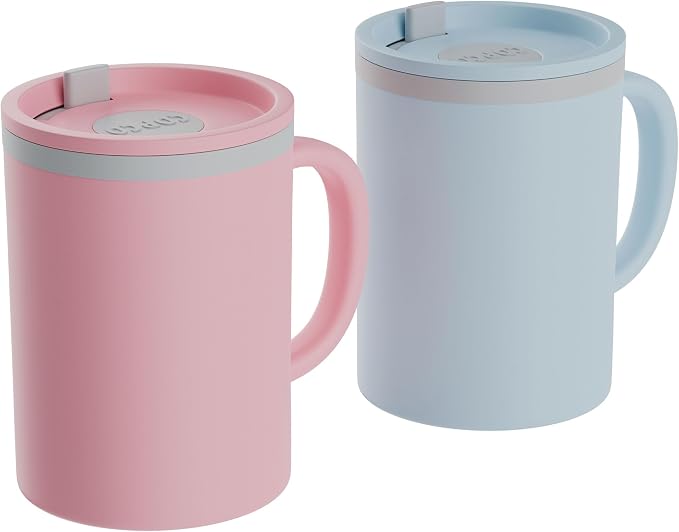 Copco Iconic Desk Mug 16 Oz - Light Blue/Pink, Set of 2 by Copco