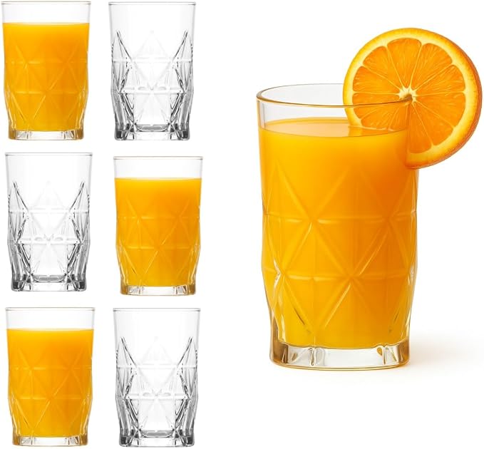 BOHEM'S Small Juice Glasses, Mini Clear Glass Cups Tumblers, Drinking Glassware for Orange Juice, Water, Milk, Coffee, Perfect for Tasting and Small Portions, Set of 6, (3.6 oz) by BOHEMS