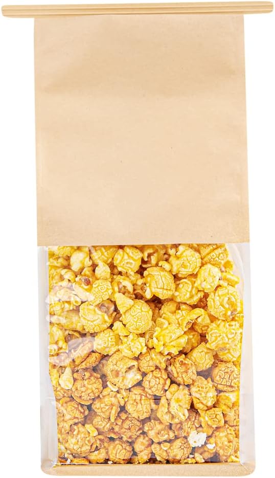 Bag Tek 5.1 x 4.1 x 11.2 Inch Tin Tie Bags With Windows, 100 Resealable Bakery Bags With Windows - Flat Bottom, For Cookies or Coffee Beans, Kraft Cotton Paper Tin Tie Bags - Restaurantware - Image 9