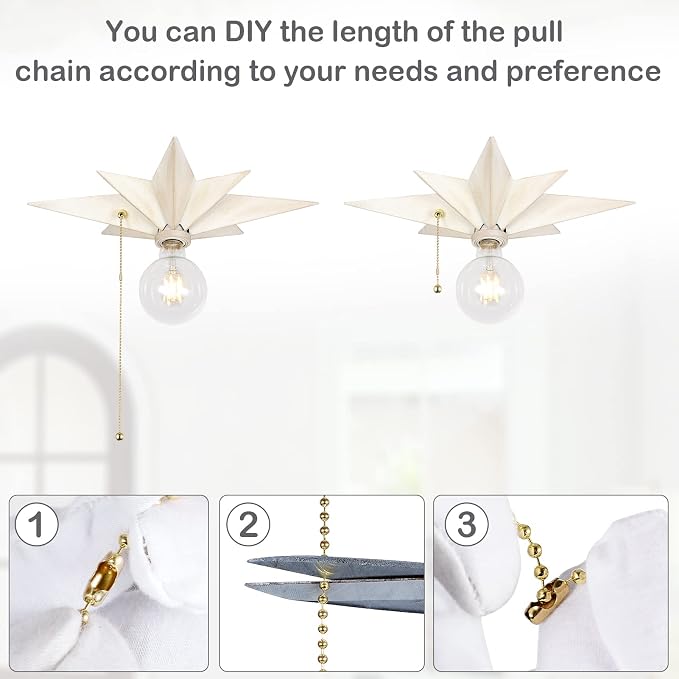 16 inch Flush Mount Ceiling Light with Pull Chain On/Off Switch, White Star Ceiling Light Fixtures, Farmhouse Modern Lighting for Hallway, Entryway, Porch, Study, Bedroom, Stair, Kitchen, Bathroom - Image 6