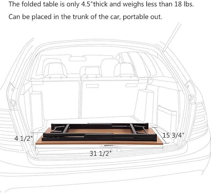 DlandHome 31.5 Inch Small Folding Computer Desk for Home Office, Retro | Foldable Writing Table for Small Spaces Bedroom, No Assembly Required, Wood Top Metal Frame, Collapsible Compact Easy Storage - Image 7