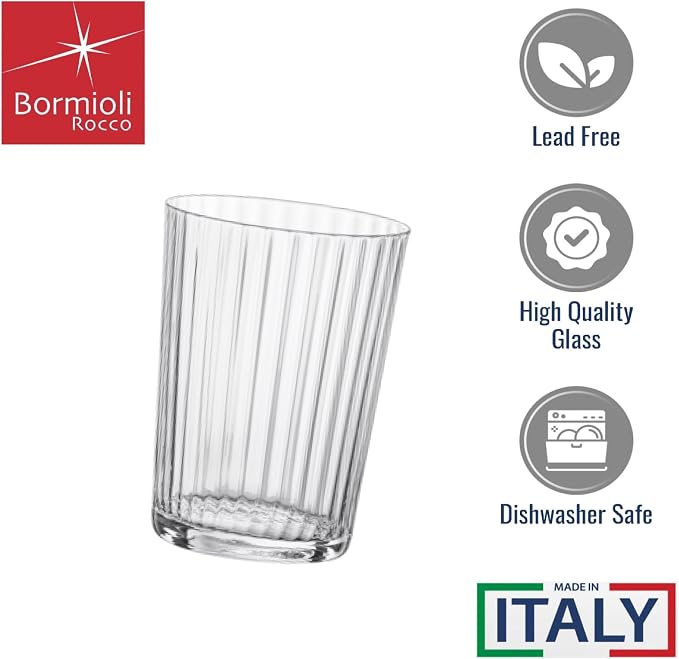 Bormioli Rocco Exclusiva Gin Fizz Glasses, Set of 12-17 Oz. Ribbed Drink Tumblers Made of Star Crystal Glass with XLT Treatment - Durable Cocktail Glasses for Daily Use, Dishwasher Safe - Image 3
