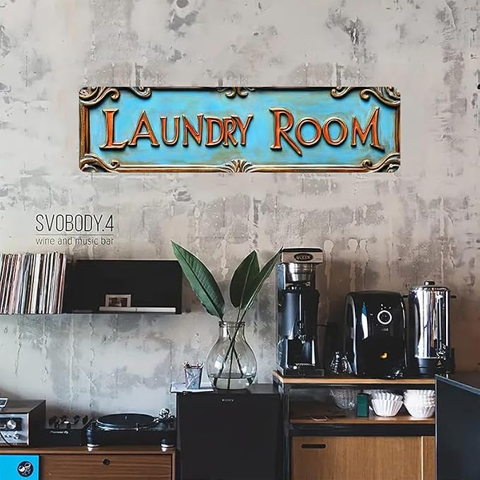Bar Sign Bar Gifts Vintage Metal Wall Decor Sign"LAUNDRY ROOM" Street Sign Funny Man Cave Decor Accessories for Home, Bar, Bathroom, Bedroom Unique Retro Tin Signs for Outdoor 4 X 16 inches - Image 3