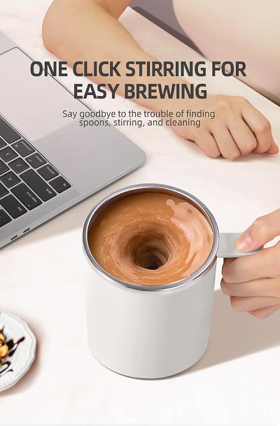 Self Stirring Mug,Self Stirring Coffee Mug, Suitable for Coffee, Milk, Cocoa and Other Beverages (White) - Image 5