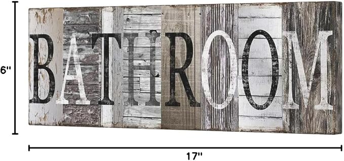 Pinetree Art Rustic Bathroom Sign Decor Farmhouse Bathroom Decoration Accessories, Bathroom Door Decor, Wrapped Canvas Prints (6 x 17 inch) - Image 6