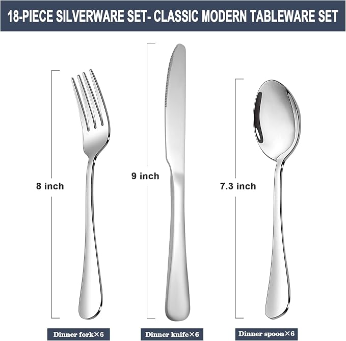 24-Piece Silverware Set, Flatware Set for 8, Food-Grade Stainless Steel Tableware Cutlery Set, Mirror Finished Utensil Sets for Home Restaurant - Image 2