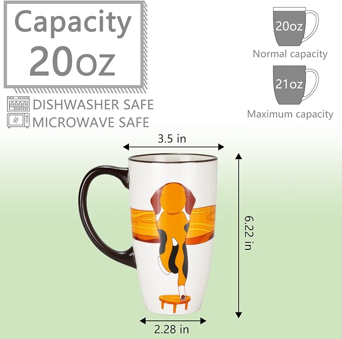 Ceramic Coffee Mug Porcelain Novelty Dog Mug for Dog Lover 20 oz Large Tea Mugs Birthday Gifts for Women Men Mom Dad Kids Teacher and Best Friends Give for Christmas Housewarming Holiday White - Image 2