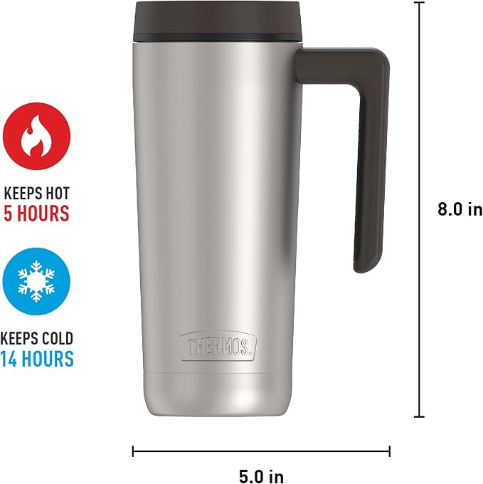 THERMOS ALTA SERIES Stainless Steel Mug 18 Ounce, Matte Steel/Espresso Black - Image 7