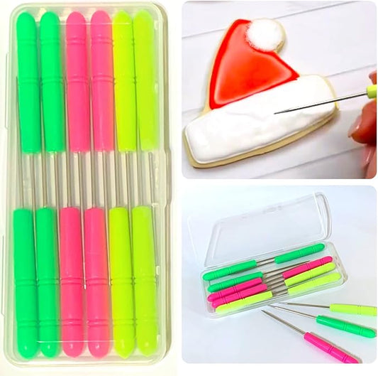 Cookie Scribe Sugar Stir Needle 12PCS with Storage Box, Cookie Decorating Tools and Supplies for DIY Royal Icing Biscuit Coffee Sugarcraft