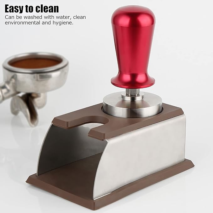 57.5mm less Steel Coffee Tamper, Flat Base Coffee Powder Press Tool with, Heavy Duty Red Tamper for,