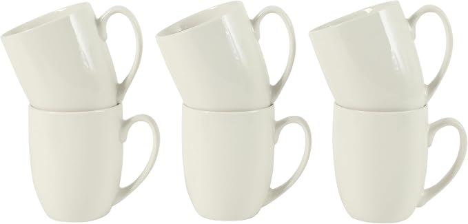 Gibson Home Great Essentials 16 Ounce Porcelain Coffee Mugs - Set of 6 - Cups for Latte, Hot Tea, Cappuccino, Mocha, Espresso, Cocoa by GibsonHomewares