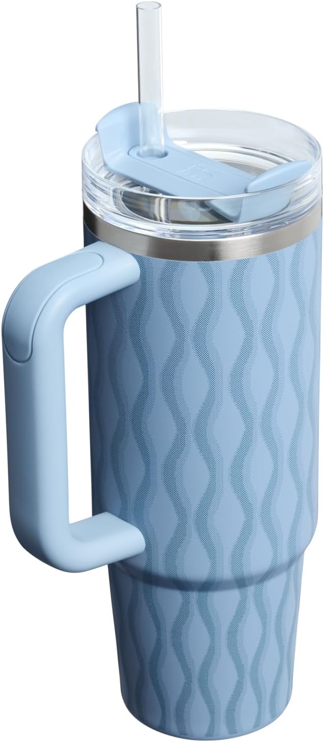 STANLEY Quencher H2.0 Flow State Tumbler, 30 oz, Slate Blue Drift | Handle and Straw | 3-Position Lid | Cup Holder Compatible for Travel | Insulated Stainless Steel Cup | BPA-Free - Image 3