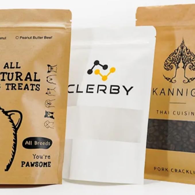 1000Pcs Custom Logo Brown White Kraft PaperBag with Window,Stand up Flat Bottom Paper Bag (Min Order 1000 Pcs), Reusable Zipper Lock Pouches Food Storage Bags - Image 6