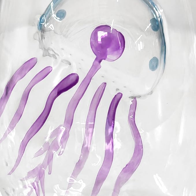 Ocean Themed Jellyfish Hand-Blown Coastal Glassware for Gifts | Ocean Themed Octopus Glassware Hand Blown Coastal Stemless Wine Glasses—Unique Coastal Decor Gift for Ocean Lovers - Image 6