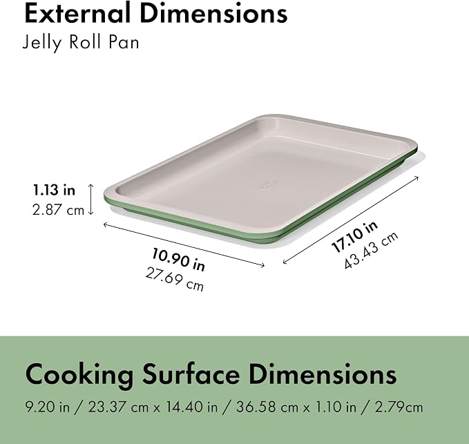 OXO Good Grips Non-Stick Pro Ceramic Coated Metal Bakeware 3-Piece Sheet Pan Set — Basil, Baking Sheet Set for Cookies, Cakes and Meats - Image 8