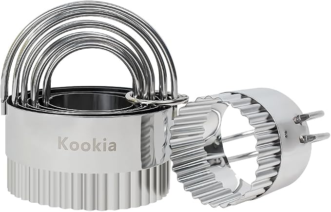 Stainless Steel Biscuit Cutters Set for Baking (5 Pieces) | Fluted Round Cookie Cutters with Handle | Professional Baking Dough Tools - Image 2