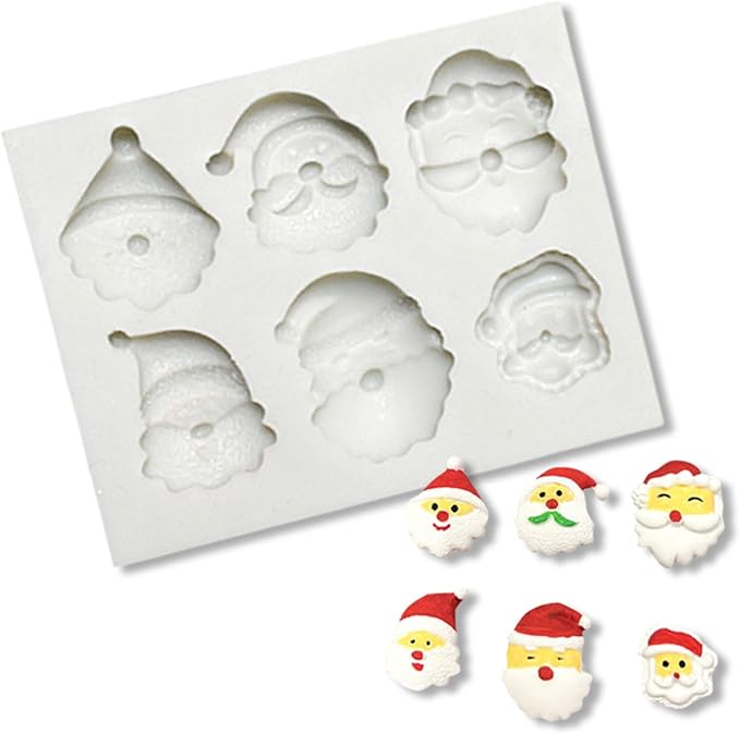 1 Pcs Santa Claus Christmas Silicone Molds for Chocolate 6-Cavities Candy Silicone Mold Ice Cube Molds for Dessert Soap Jello Ice Wax Melt Christmas Holiday Party Baking Cake Decor Mold